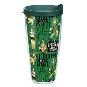 tervis made in usa double walled warner brothers - elf ninny pattern insulated tumbler cup keeps drinks cold & hot, 24oz, clear