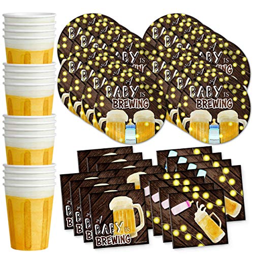 A Baby is Brewing Baby Shower Party Supplies Set Plates Napkins Cups Tableware Kit for 16