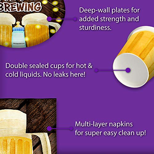 A Baby is Brewing Baby Shower Party Supplies Set Plates Napkins Cups Tableware Kit for 16