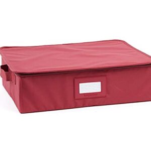 Platter Serveware Storage Box - Durable Polyester, Dual Zippers, Carrying Handles, ID Window, Kitchen Storage-Scarlett Red