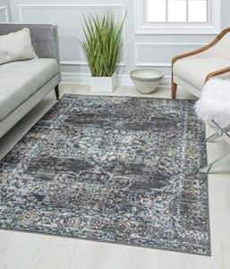 rugs america preston ps35a shadow bay blossom transitional vintage area rug, 8'0"x10'0"