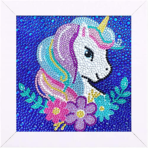 Craftoy 5D Diamond Painting Kits for Kids 7.1‘’ X 7.1‘’ Wooden Frame Diamond Arts and Crafts for Kids Mosaic Gem Stickers by Number Kits DIY Painting Arts Crafts Supply Set Embroidery Gift (F-Unicorn)