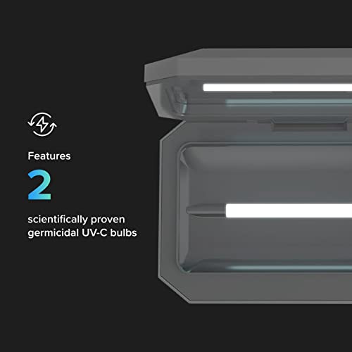 PhoneSoap Basic Cell Phone UV Light Sanitizer Box | Patented and Clinically Proven 360 Degree UV Light Sanitizer | Disinfects More Than Just Phones | Black