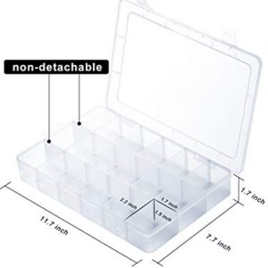 iBune 18 Grids Large Plastic Compartment Container, Bead Storage Organizer Box Case with Adjustable Removable Dividers for Jewelry Craft Tackles Tools, Size 11.7 x 7.7 x 1.7 in, White