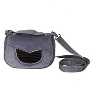 Pet Hamster Carrier Bag Flannelette Portable Breathable Outgoing Bag for Small Pets Guinea Pig Squirrel Chinchilla Gray (M)