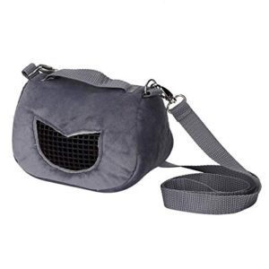 Pet Hamster Carrier Bag Flannelette Portable Breathable Outgoing Bag for Small Pets Guinea Pig Squirrel Chinchilla Gray (M)