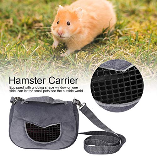 Pet Hamster Carrier Bag Flannelette Portable Breathable Outgoing Bag for Small Pets Guinea Pig Squirrel Chinchilla Gray (M)