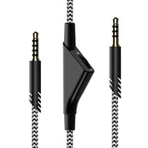 replacement for astro a40 cord, a10 headset cable braided wire, 6.5 feet/2.0 m volume control cable compatible with astro a40tr/a40/a10 gaming headsets cord (black and white)