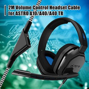 Replacement for Astro A40 Cord, A10 Headset Cable Braided Wire, 6.5 Feet/2.0 M Volume Control Cable Compatible with Astro A40TR/A40/A10 Gaming Headsets Cord (Black and White)