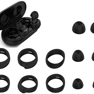 Zotech 6 Pair Eartips Set Anti Slip Earhooks Kit for Samsung Galaxy Buds 3 Pairs Silicone Earbud Eartips S/M/L, 3 Pairs Earhooks S/M/L (Black)