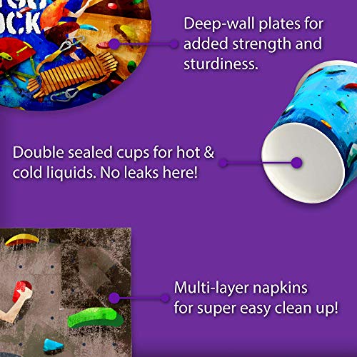 Rock Climbing Party Supplies Set Plates Napkins Cups Tableware Kit for 16