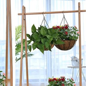 TOOCMEUK Hanging Plant Basket Flower Holder (2pack, 16 inch)-Metal Wire Round Hanging Basket Planter with Coco Fiber Liners for Plants Flower Pots Outdoor Garden Porch and Balcony Decor