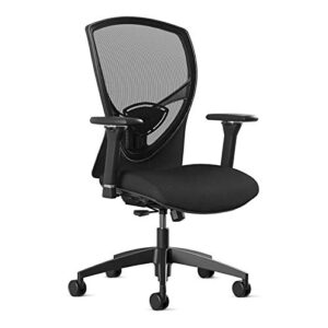 bowery hill 22.5" modern metal and fabric mesh high-back task chair in black