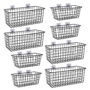 xinfull 8 pack wire storage baskets household metal wall-mounted containers organizer bins for kitchen bathroom freezer pantry closet laundry room cabinets garage shelf, 4 large 4 medium