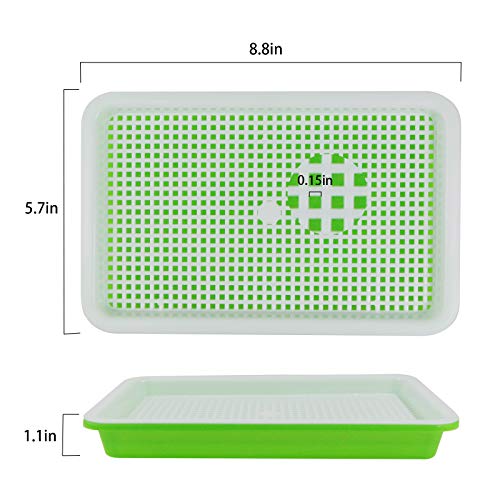 EBaokuup 10Pcs Seed Sprouter Tray with Drain Holes - BPA Free Seed Garden Plant Germination Propagation Trays, Soil-Free Wheatgrass Tray Sprouter Microgreens Growing Kit with Germinating Paper