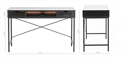 JJS 48' Writing Desk with Drawers, Contemporary Home Office Large Computer Laptop Workstation with Storage, Black