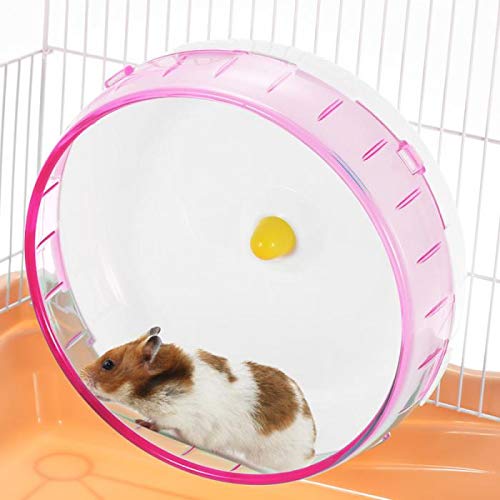 5.5inch Silent Hamster Wheel-Pets Running Sports Exercise Wheel Jogging Wheel Hamster Rat Gerbil Silent Spinner (Pink)