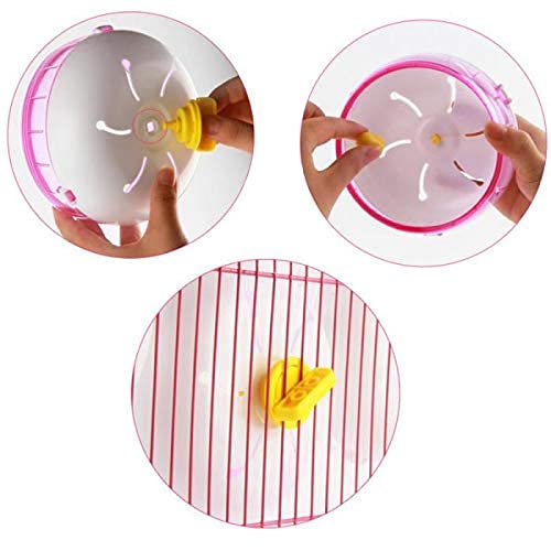 5.5inch Silent Hamster Wheel-Pets Running Sports Exercise Wheel Jogging Wheel Hamster Rat Gerbil Silent Spinner (Pink)