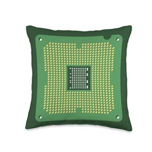 computer science tees gift co. cpu, cute gift for nerds & geek, processing unit throw pillow, 16x16, multicolor