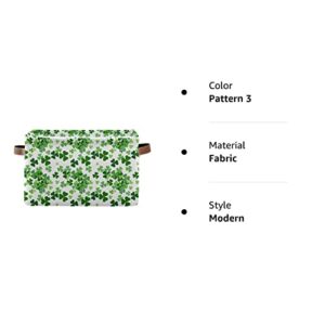 senya St. Patrick's Day Storage Basket, Large Foldable Storage Basket with Handles, Lucky Clover Shamrocks Fabric Collapsible Storage Bins Organizer Bag