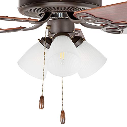 Amazon Basics 52-Inch Ceiling Fan - Includes LED Light Kit with Three Candelabra Base LED Light Bulbs - Five Reversible Blades, Oil Rubbed Bronze Finish