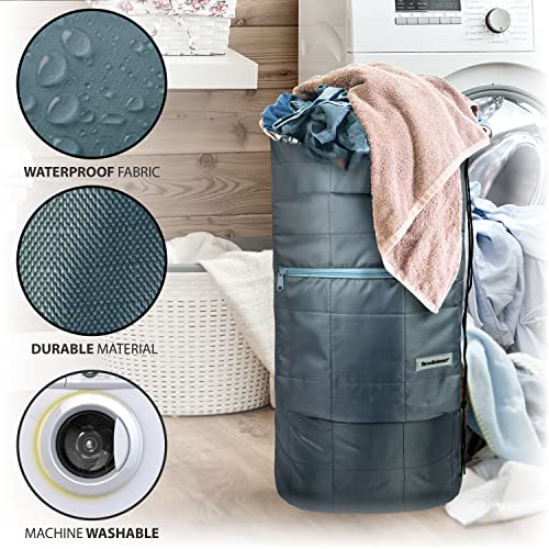 BROOKSTONE [EXTRA LARGE] Backpack Laundry Hamper, Easy to Carry and WATERPROOF, Dirty Clothes Duffle, Zipper Pockets for [Dryer Sheets], Use at Home or Dorm/College