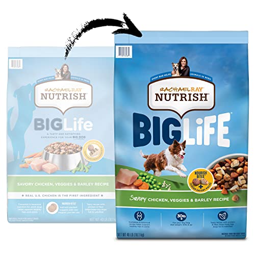 Rachael Ray Nutrish Big Life Dry Dog Food, Savory Chicken, Barley & Veggies, 40 Pounds