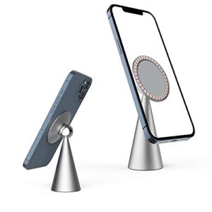 yikda cell phone stand for magsafe charger - magnetic phone holders desktop stand - for iphone12 series & iphone13 series stand (silver)