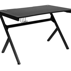 Flash Furniture Duncan Gaming Desk 45.25" x 29" Computer Table Gamer Workstation with Headphone Holder and 2 Cable Management Holes