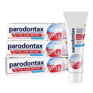 parodontax active gum repair toothpaste, gum toothpaste to help reverse signs of early gum disease for gum health, fresh mint flavored - 3.4 oz x 3