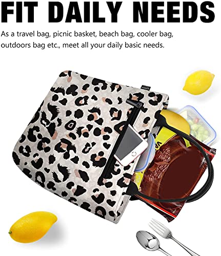 Aosbos Leopard Lunch Bag Women, Leakproof Insulated Lunch Box Lunch Tote Bag Lunch Cooler Bags, Meal Prep Container Loncheras Para Mujer for Work Travel Picnic Gym, Leopard Print