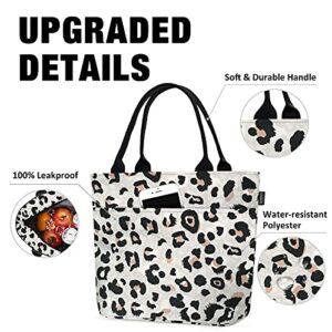 Aosbos Leopard Lunch Bag Women, Leakproof Insulated Lunch Box Lunch Tote Bag Lunch Cooler Bags, Meal Prep Container Loncheras Para Mujer for Work Travel Picnic Gym, Leopard Print