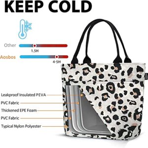 Aosbos Leopard Lunch Bag Women, Leakproof Insulated Lunch Box Lunch Tote Bag Lunch Cooler Bags, Meal Prep Container Loncheras Para Mujer for Work Travel Picnic Gym, Leopard Print