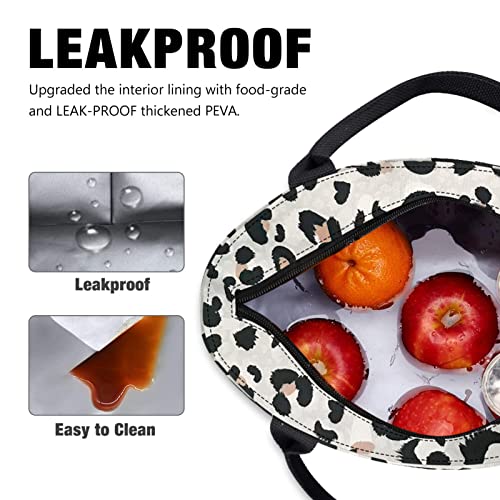 Aosbos Leopard Lunch Bag Women, Leakproof Insulated Lunch Box Lunch Tote Bag Lunch Cooler Bags, Meal Prep Container Loncheras Para Mujer for Work Travel Picnic Gym, Leopard Print
