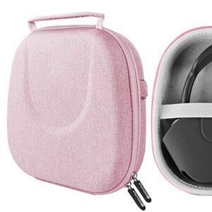 geekria nova shield headphones case, compatible with airpod max headphones case, replacement hard shell travel carrying bag with room for smart case and accessories storage (pink)
