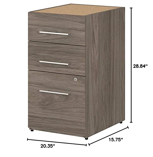 Bush Business Furniture Office 500 3 Drawer File Cabinet-Assembled, 16W, Modern Hickory