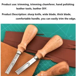 XILEWHZF Leather Edge Skiving Beveler Tool Set, Wide Mouth Leathercraft Edge Skiving Beveler Leather Edge Trimmer with Wooden Handle Three Sizes(4mm,6mm and 8mm)