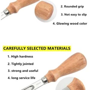 XILEWHZF Leather Edge Skiving Beveler Tool Set, Wide Mouth Leathercraft Edge Skiving Beveler Leather Edge Trimmer with Wooden Handle Three Sizes(4mm,6mm and 8mm)