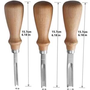 XILEWHZF Leather Edge Skiving Beveler Tool Set, Wide Mouth Leathercraft Edge Skiving Beveler Leather Edge Trimmer with Wooden Handle Three Sizes(4mm,6mm and 8mm)