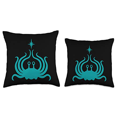 Flying Spaghetti Monster & Pastafarian Merchandise Flying Spaghetti Monster Teal-Throw Pillow, 16x16, Multicolor