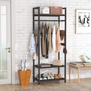tribesigns small heavy duty clothes rack with shelf and hanging rod, freestanding closet organizer, industrial hall tree garments rack for small space,bedroom,27'' w x69'' h, max load 300lbs