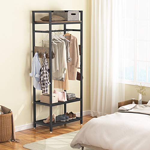 Tribesigns Small Heavy Duty Clothes Rack with Shelf and Hanging Rod, Freestanding Closet Organizer, Industrial Hall Tree Garments Rack for Small Space,Bedroom,27'' W X69'' H, Max Load 300LBS