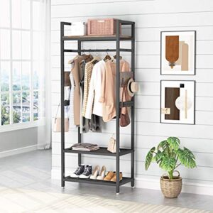 Tribesigns Small Heavy Duty Clothes Rack with Shelf and Hanging Rod, Freestanding Closet Organizer, Industrial Hall Tree Garments Rack for Small Space,Bedroom,27'' W X69'' H, Max Load 300LBS