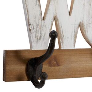 Deco 79 Wood 5 Hangers Wall Hook, 31" x 3" x 10", White