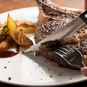 Harriet Steak Knife Set, Serrated Steak Knives Set of 6, Full Tang German Stainless Steel Steak Knives, Black