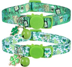 boombone 2 pack st patricks day cat collar breakaway,safety adjustable collars with bell for kitten