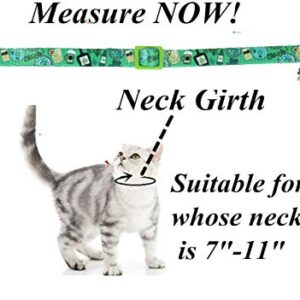 BoomBone 2 Pack St Patricks Day Cat Collar Breakaway,Safety Adjustable Collars with Bell for Kitten