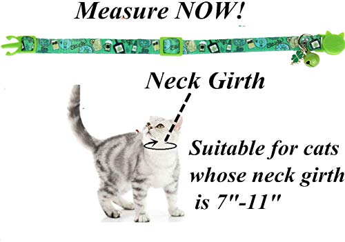 BoomBone 2 Pack St Patricks Day Cat Collar Breakaway,Safety Adjustable Collars with Bell for Kitten