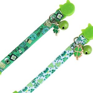 BoomBone 2 Pack St Patricks Day Cat Collar Breakaway,Safety Adjustable Collars with Bell for Kitten