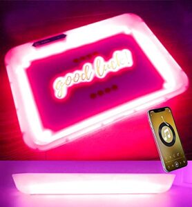 led rolling tray fast charging party serving tray rechargeable auto party mode glow light up tray for music theme birthday party (azure)